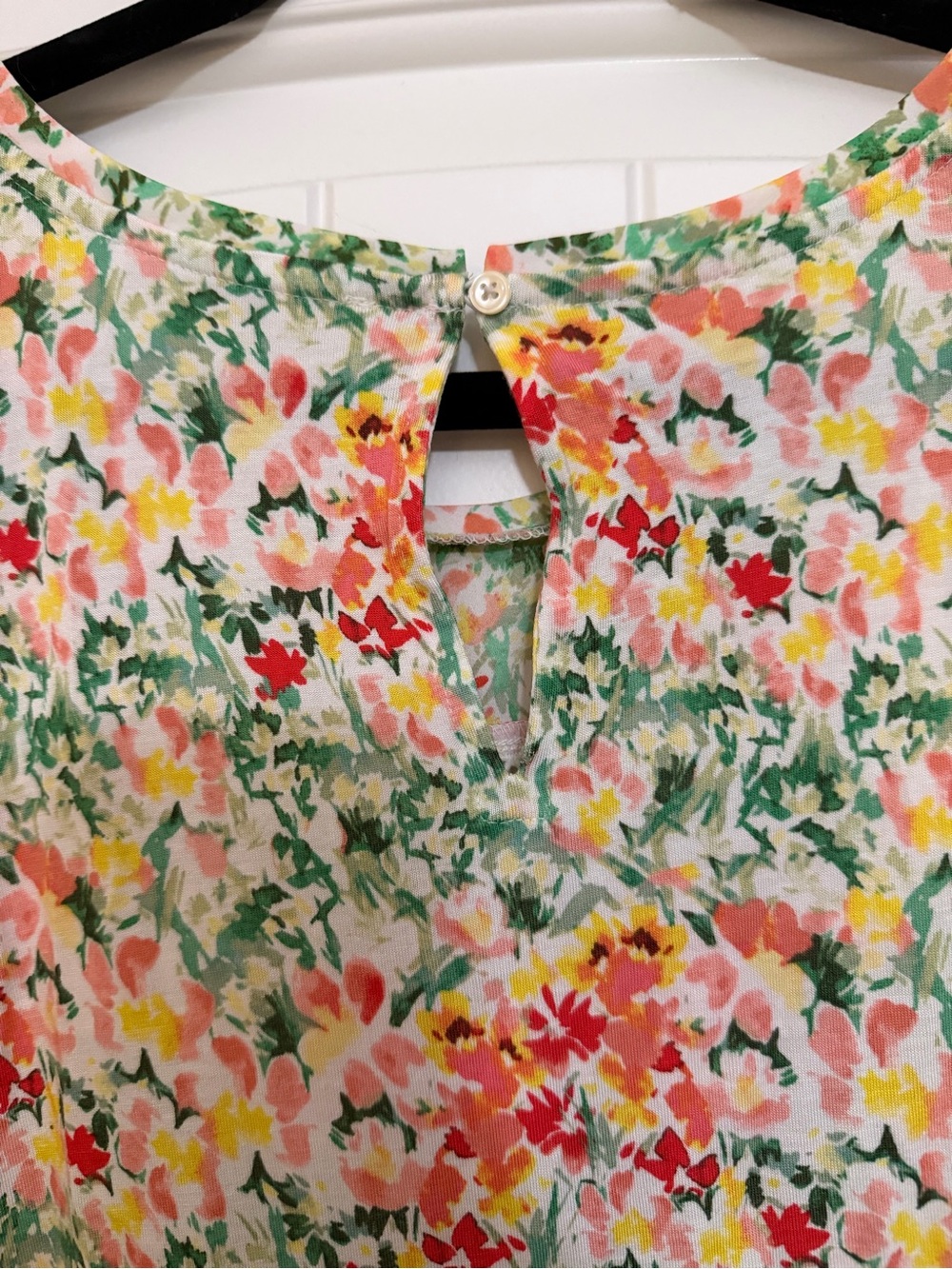 LOFT Floral Blouse in Green, Pink, Orange - Picture 7 of 16